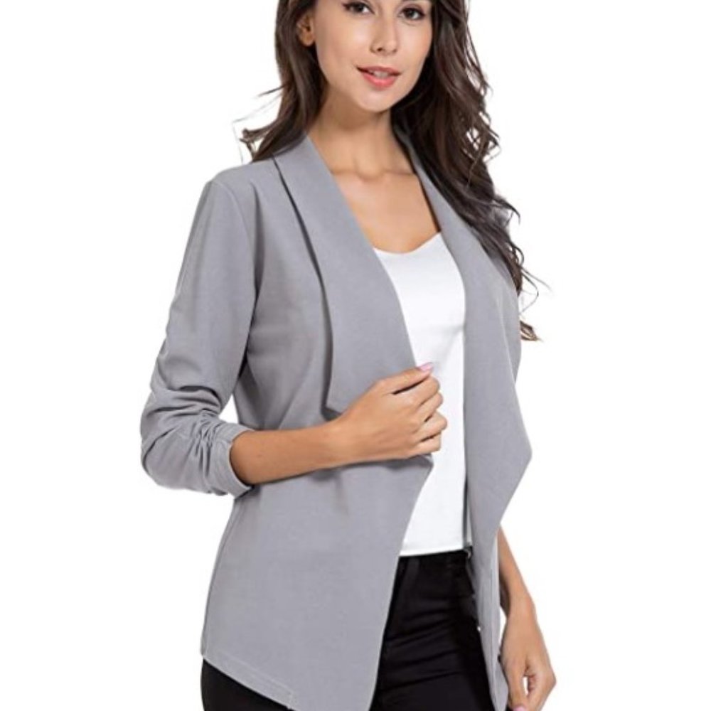 NWT AUQCO Open Front Blazer Grey Size Medium